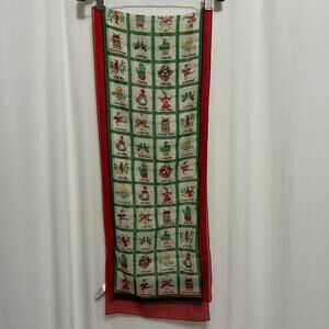 Liz Claiborne Vintage 12 days of Christmas Scarf 25x60 Made in Italy